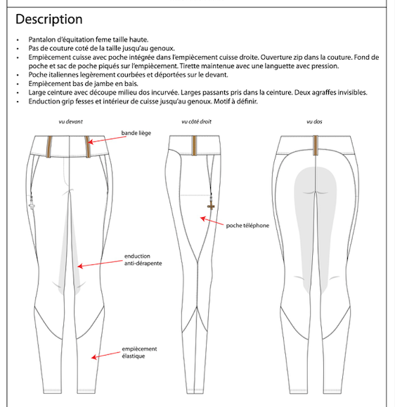 exemple de fiche technique vêtement